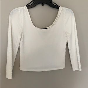 White Long Sleeve Crop Top